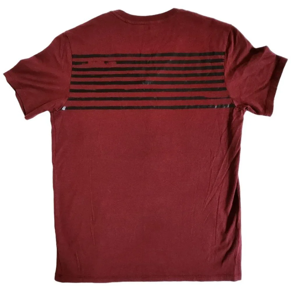 Guess burgundy red black v neck short sleeve t shirt sz M - Picture 2 of 11
